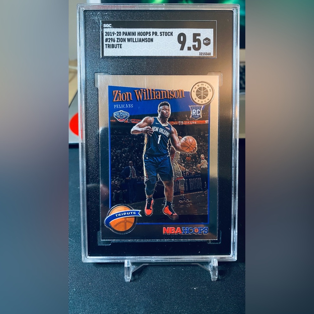 2019-20 Hoops Premium Stock Silver Prizm #296 Zion Williamson RC SGC 9.5